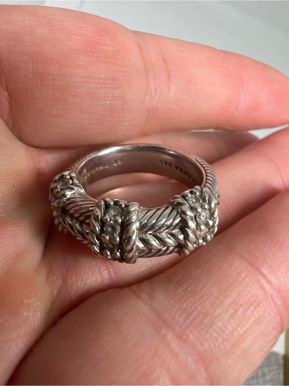 Judith Ripka Silver Braided Floral Band Ring - Picture 13 of 15